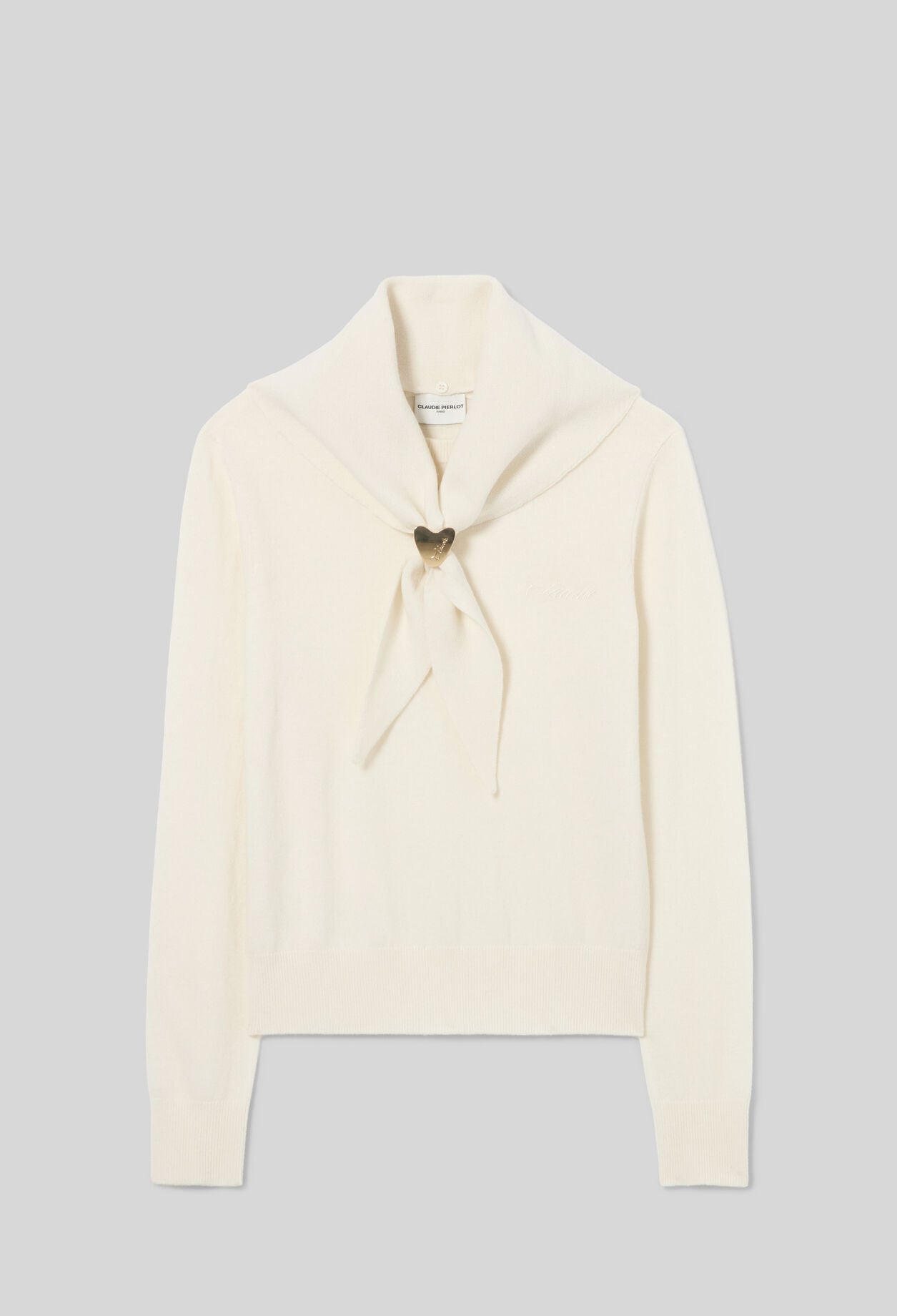 Pull maille foulard amovible