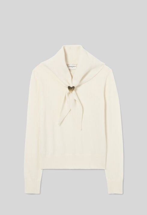 Pull maille foulard amovible