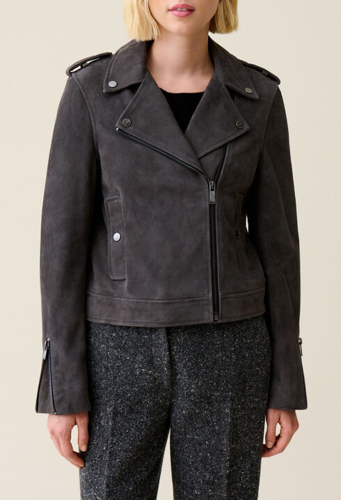 Veste perfecto cuir su&egrave;de