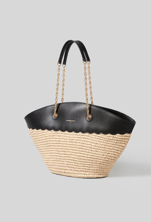 Sac panier tressé et cuir