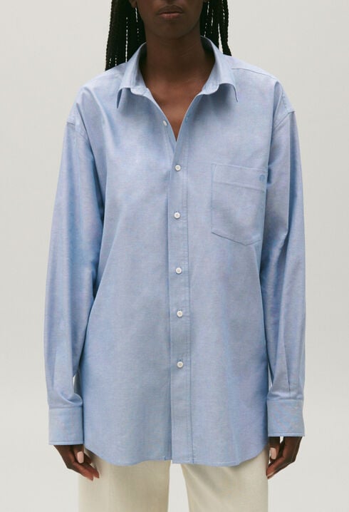 Chemise coton bleu ciel