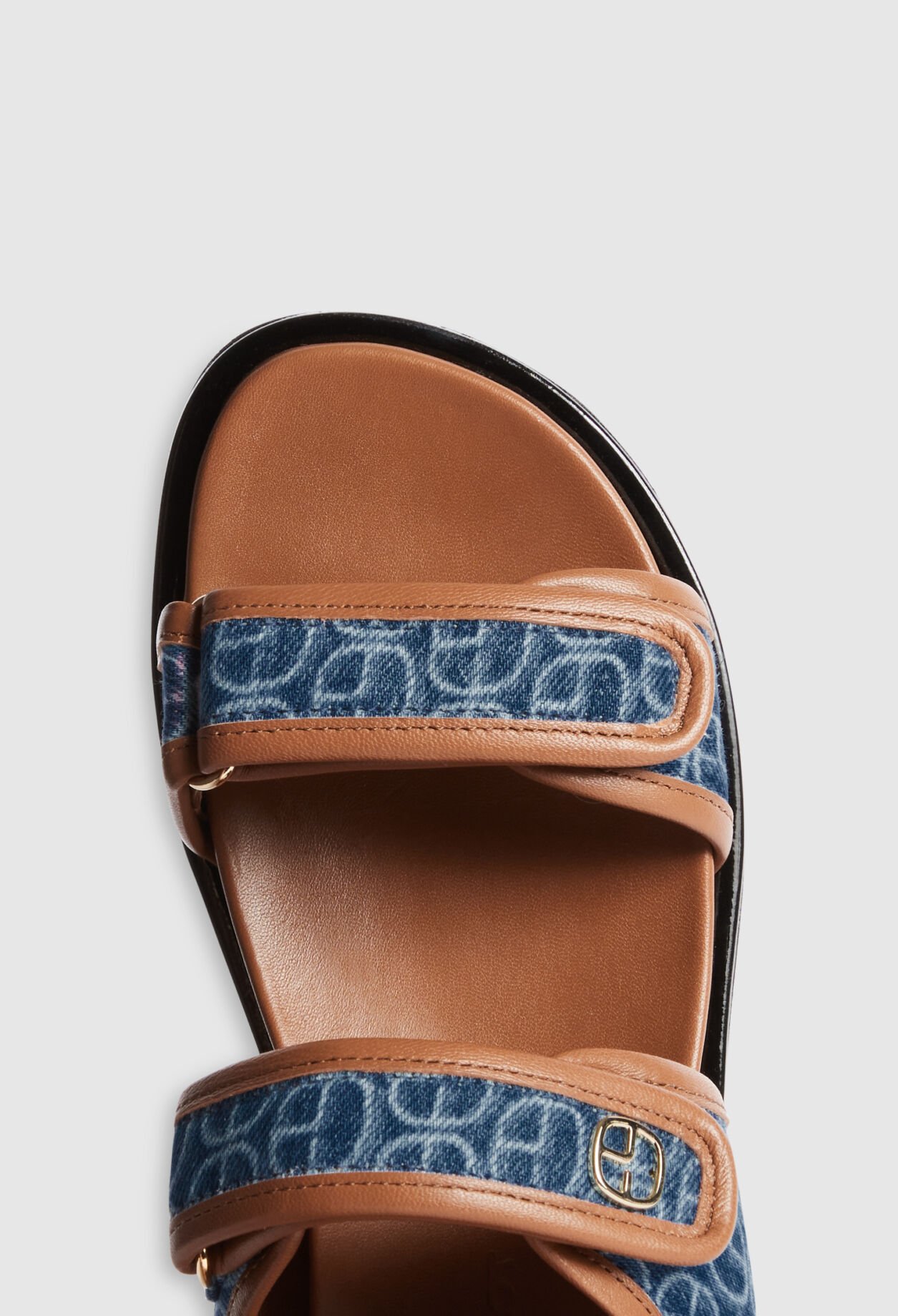 Sandales denim monogramme CP bleu