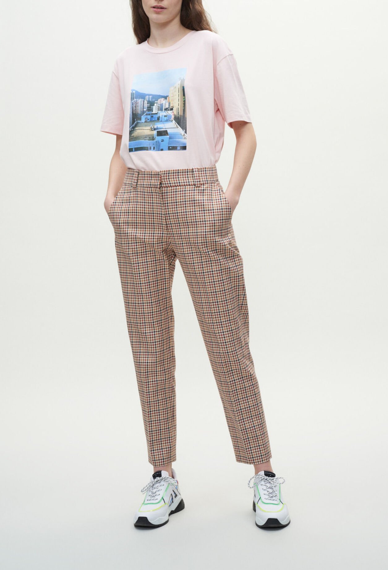 Pantalon droit à carreaux