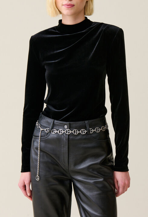 Top cintr&eacute; velours noir