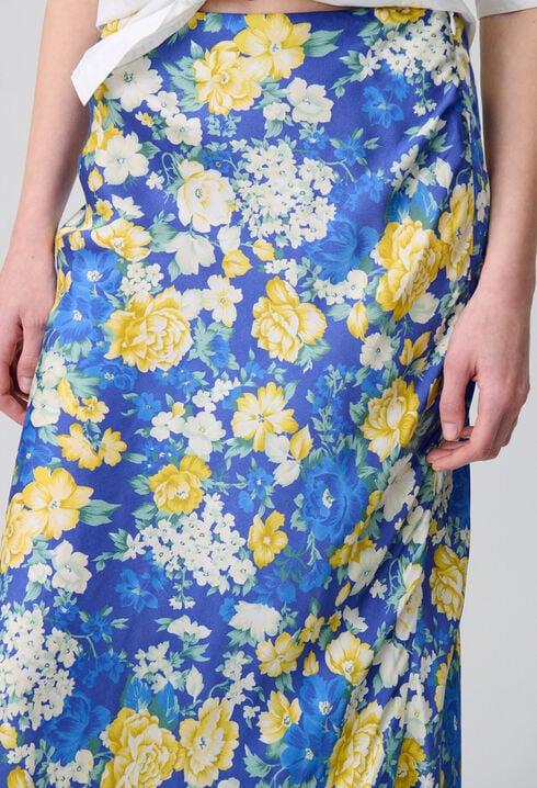 Jupe mi-longue à fleurs