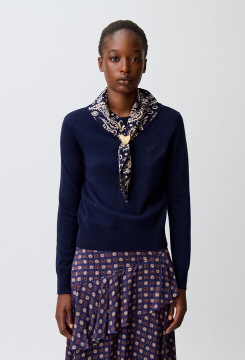 Pull maille bijou c&oelig;ur dor&eacute;
