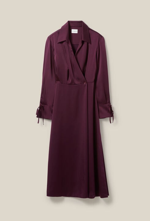 Robe longue fluide croisée bordeaux