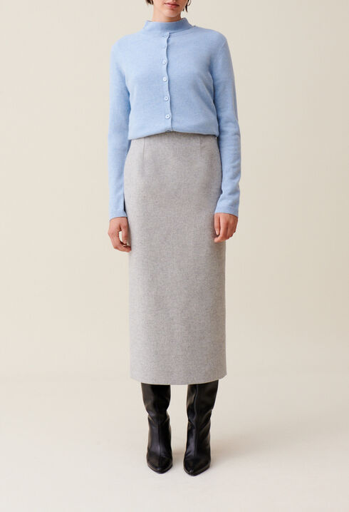 Jupe crayon taille haute gris clair