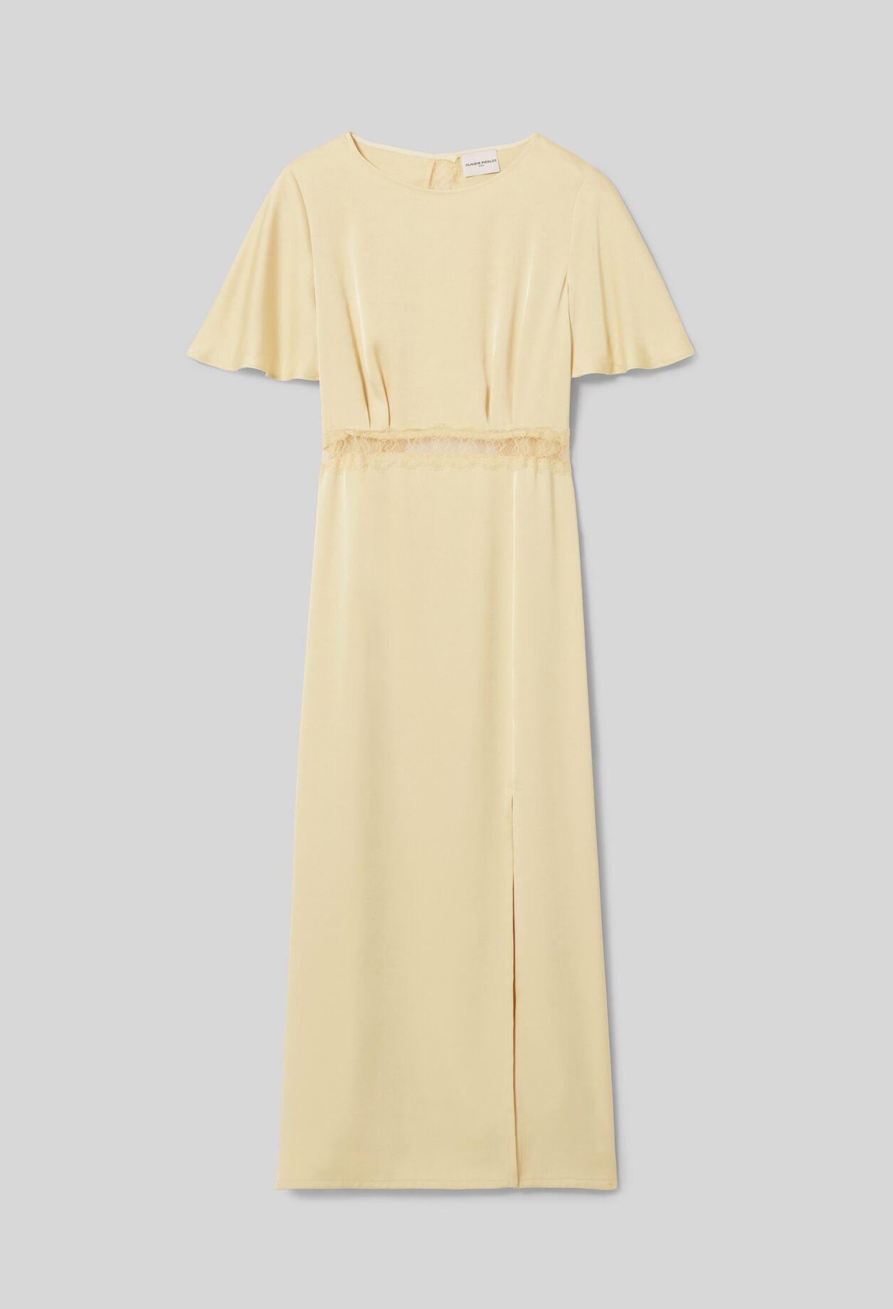 Robe satin&eacute;e dentelle dos nu