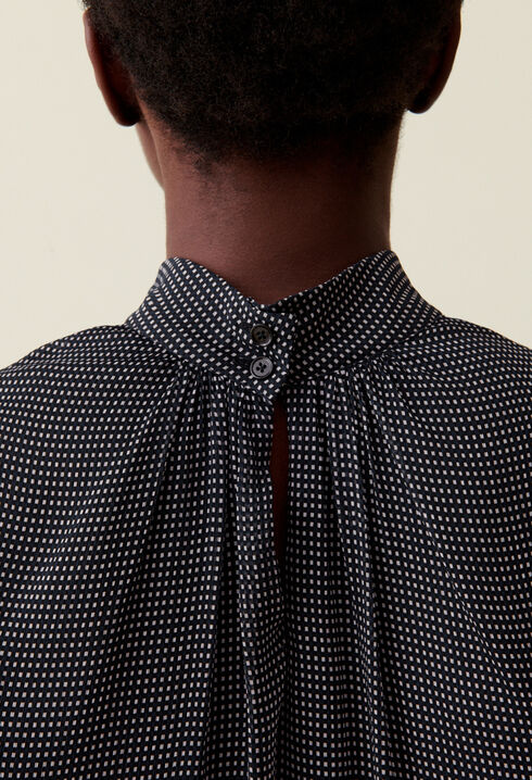 Blouse lavallière carreaux fluide