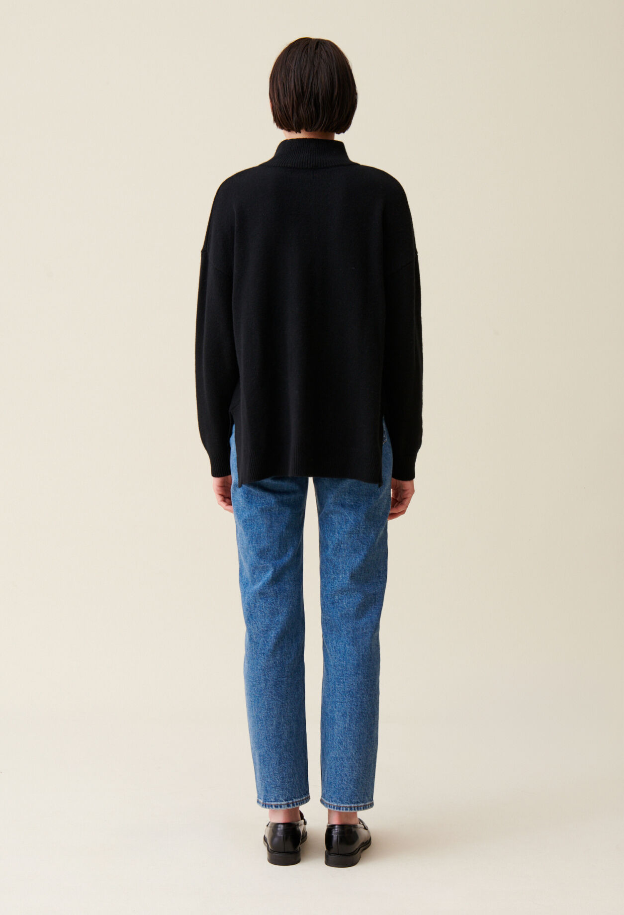 Pull col montant cachemire noir