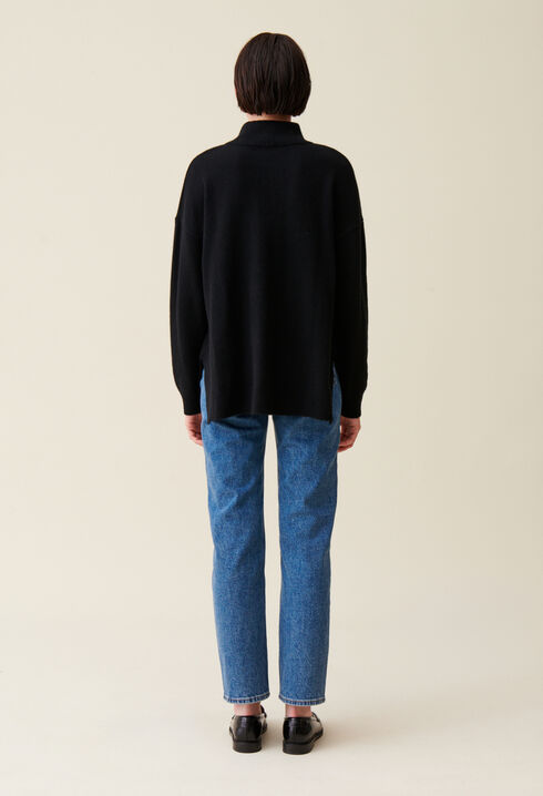 Pull col montant cachemire noir