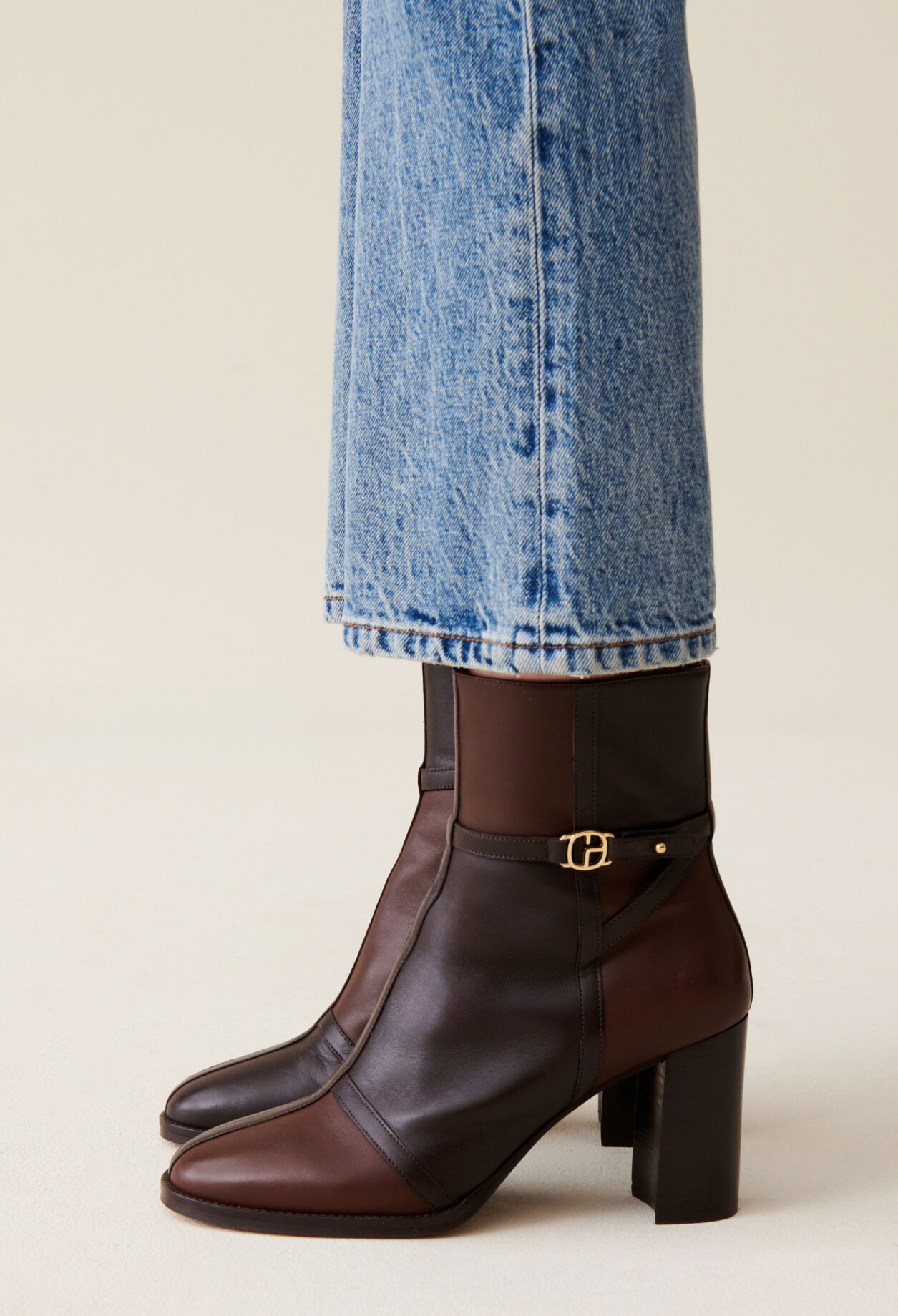 Bottines cuir vernis patchwork pour femme Claudie Pierlot