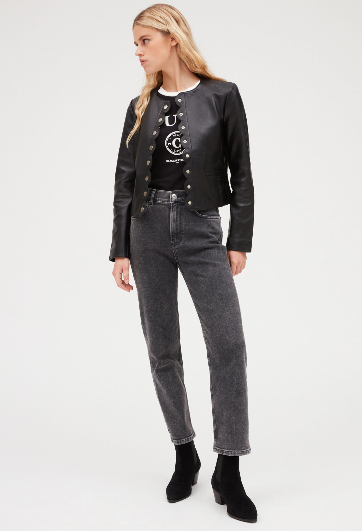 Blouson cuir lisse