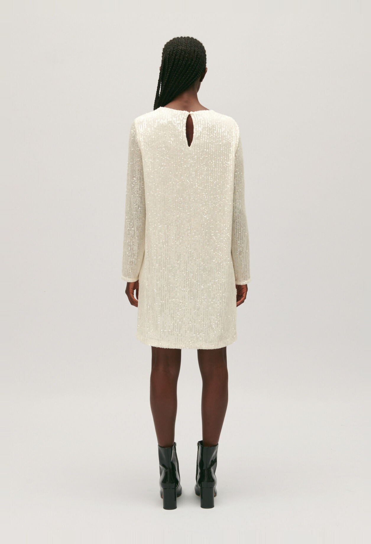 Robe courte Rififi sequins &eacute;crue