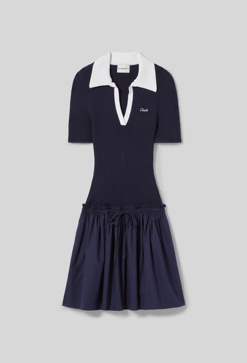 Robe bi-mati&egrave;re maille