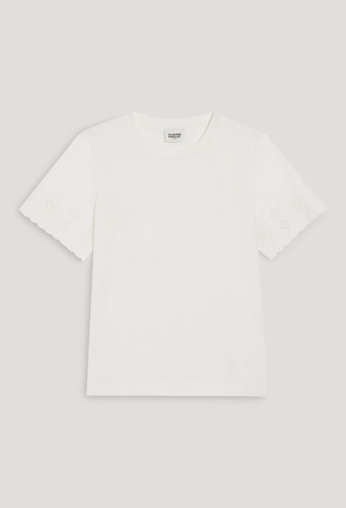 T-shirt coton broderie anglaise écru