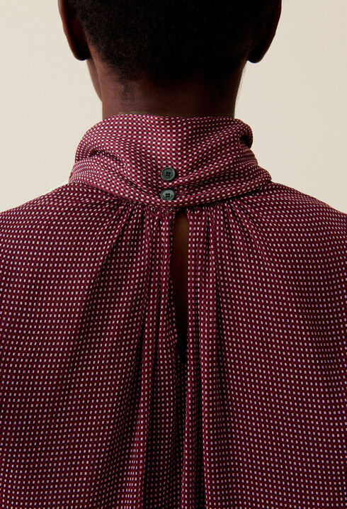 Blouse lavallière carreaux fluide