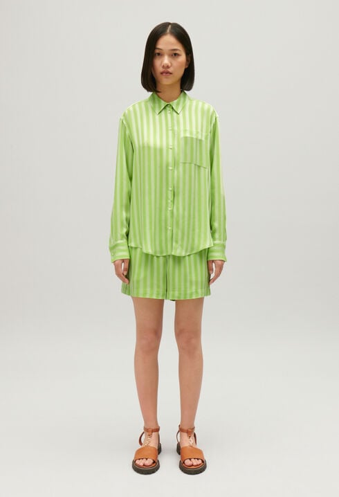 Chemise fluide rayures matcha