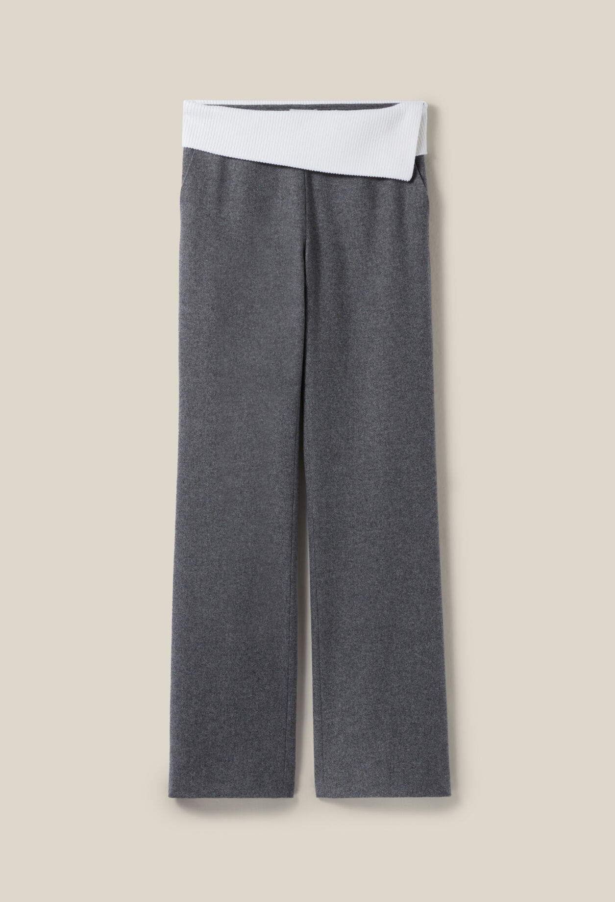 Pantalon droit ceinture contrastée