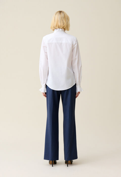 Chemise blanche col volant&eacute;
