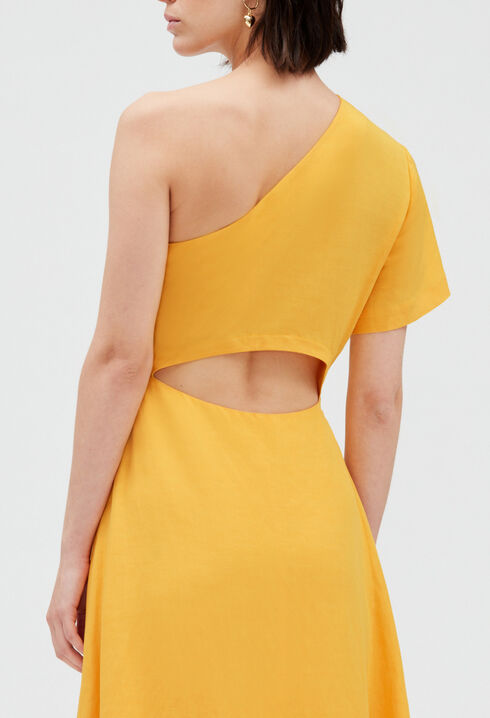 Robe midi asymétrique jaune 
