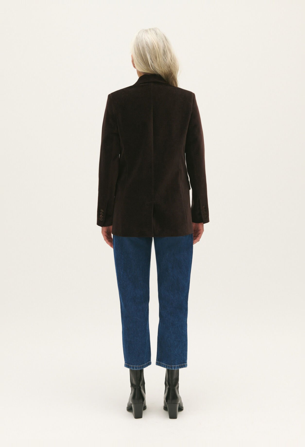 Veste tailleur velours chocolat