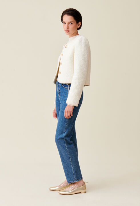 Veste courte tweed ivoire 