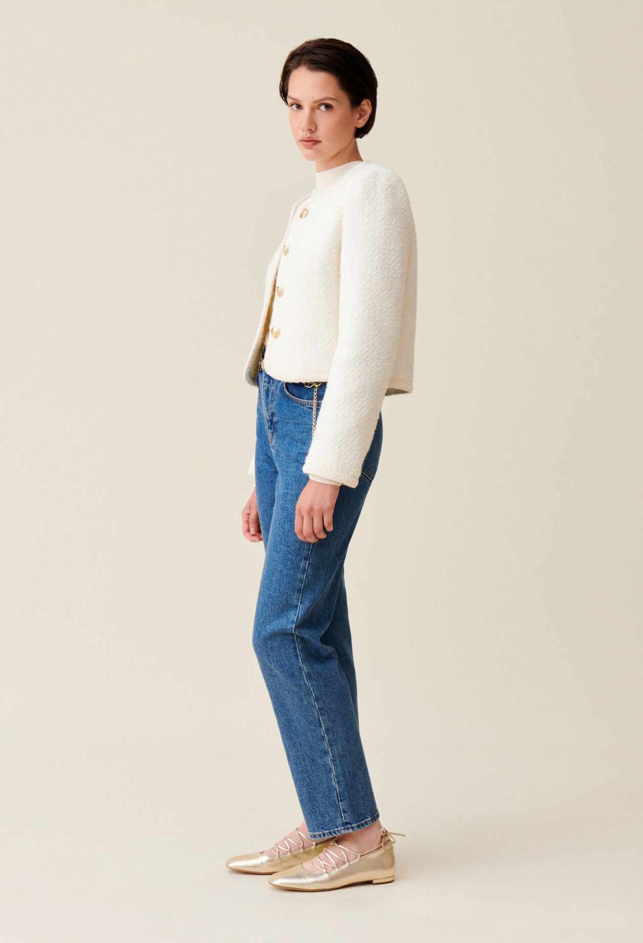 Veste courte tweed ivoire