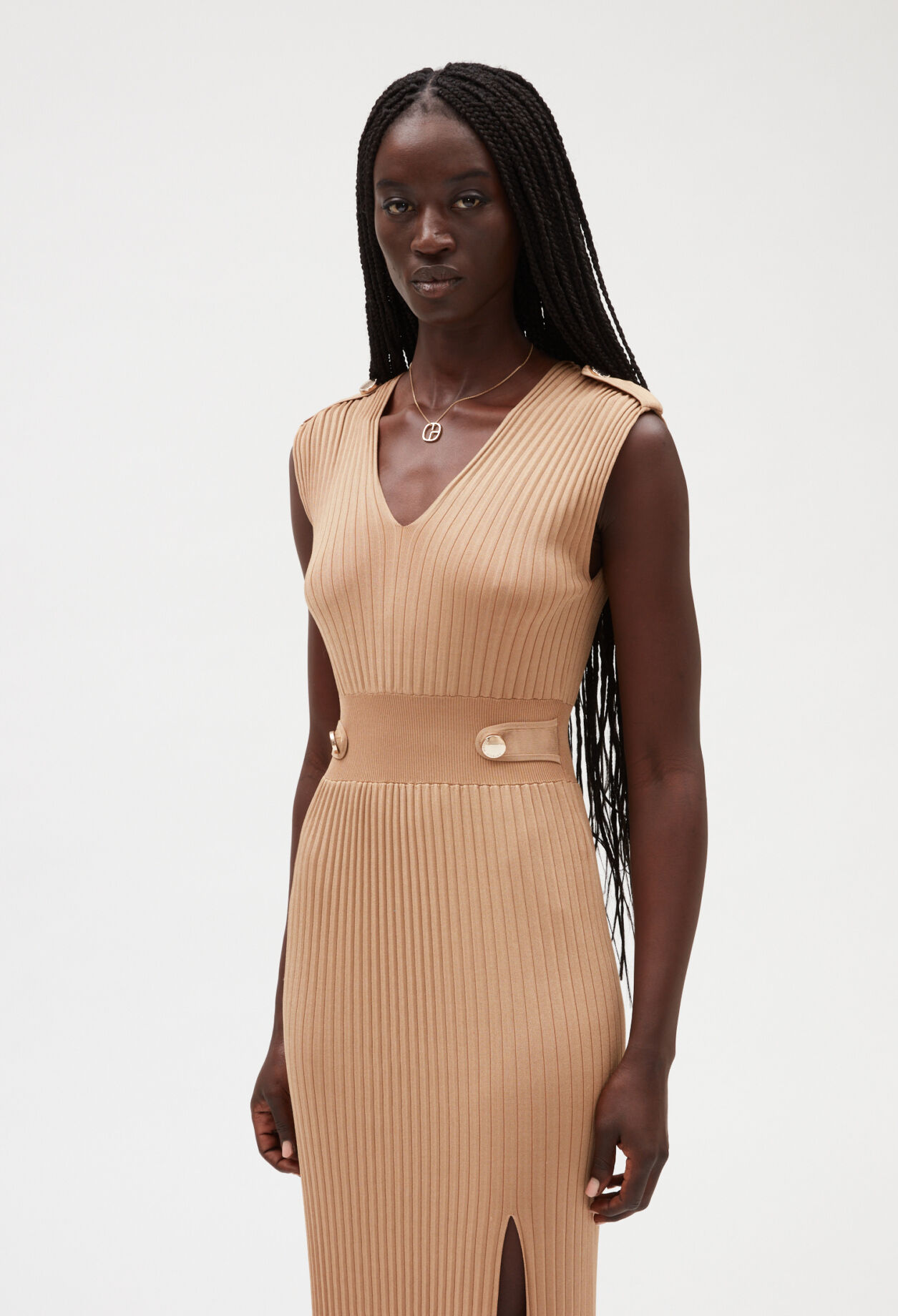 Robe longue maille beige pour femme Claudie Pierlot