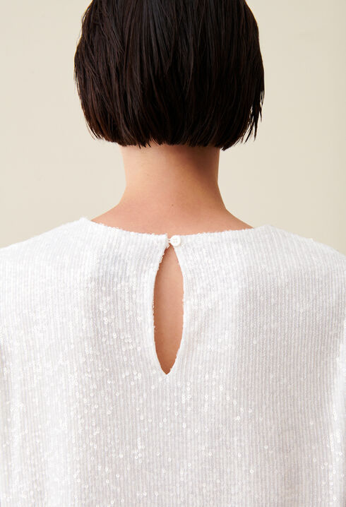 Robe courte Rififi sequins écrue