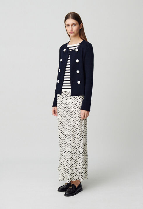 Cardigan laine mélangée boutonné
