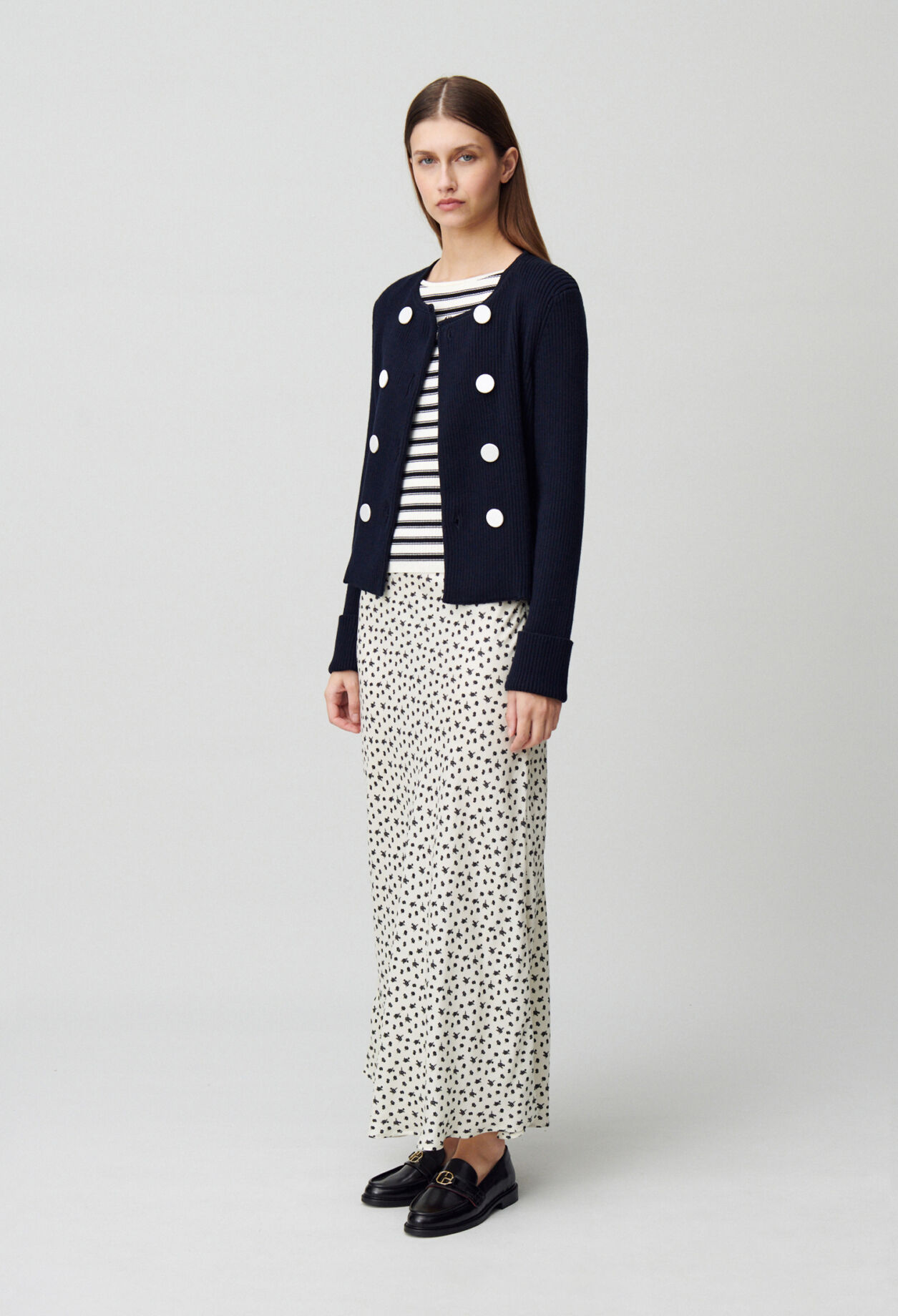 Cardigan laine mélangée boutonné