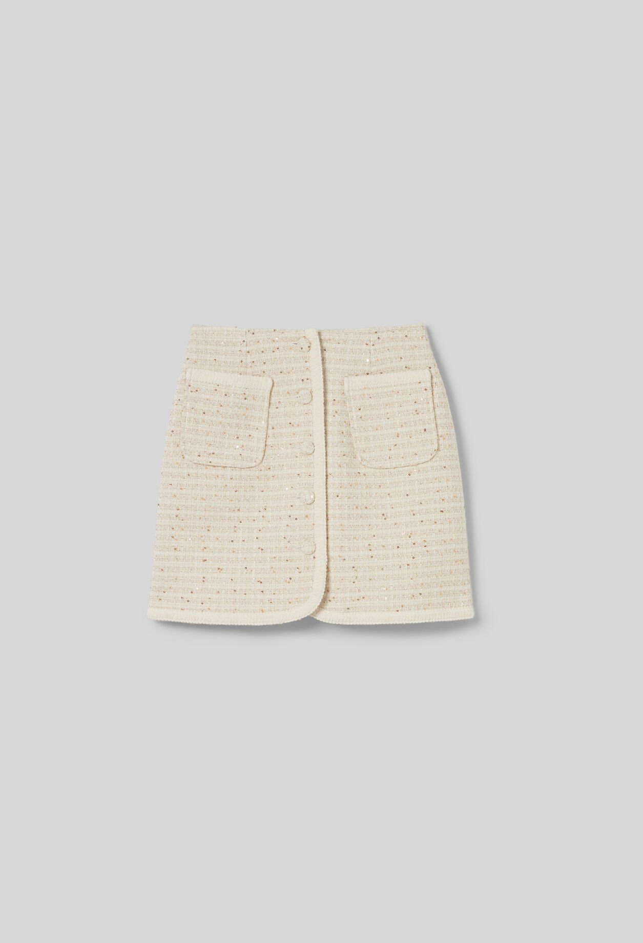 Jupe courte tweed boutonnée
