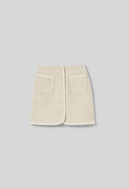 Jupe courte tweed boutonnée