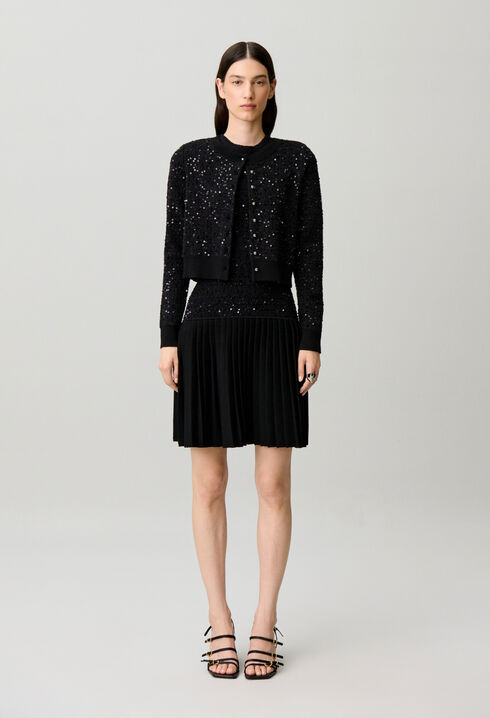 Robe courte ajust&eacute;e maille sequins
