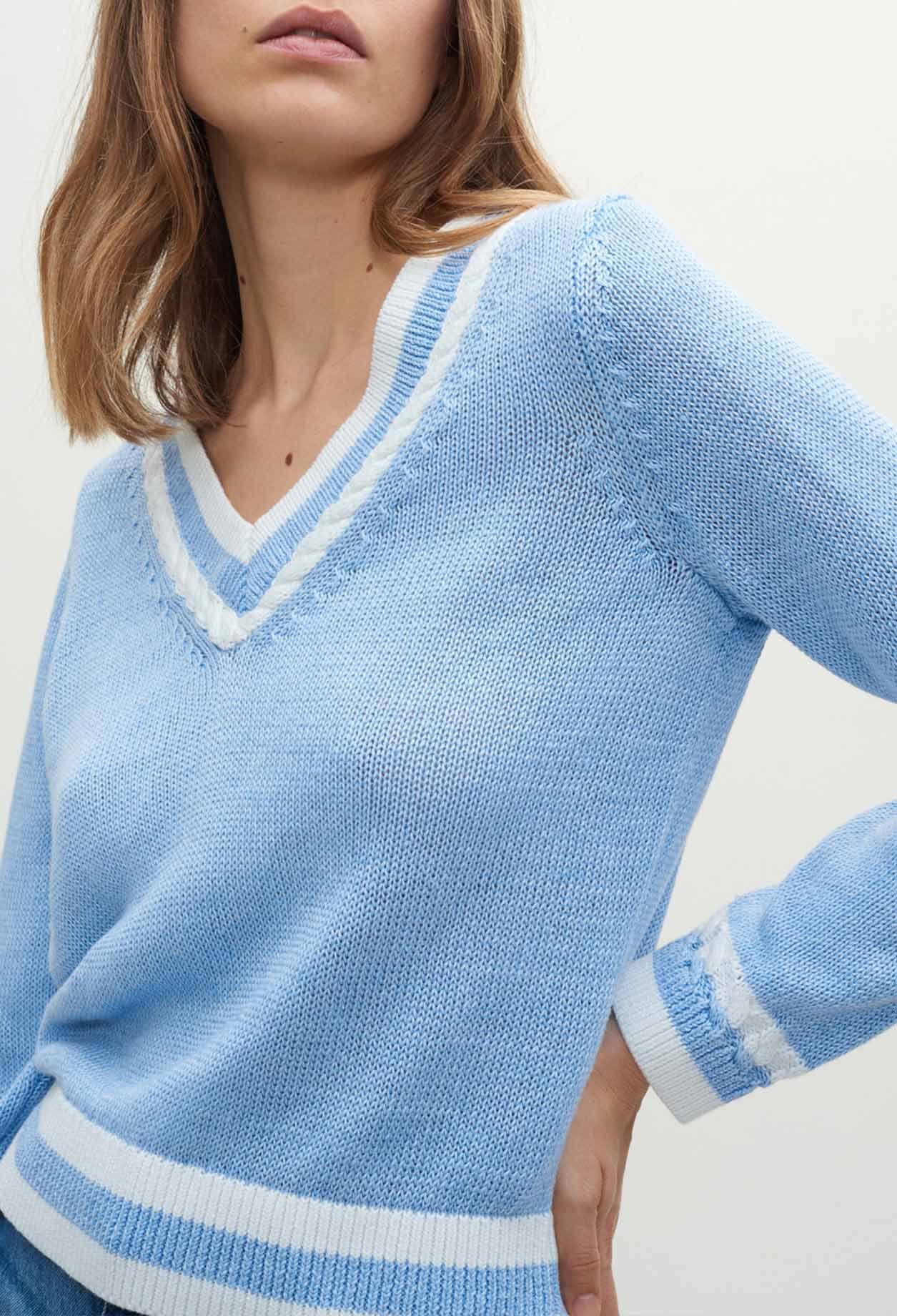 Pull en lin bleu ciel
