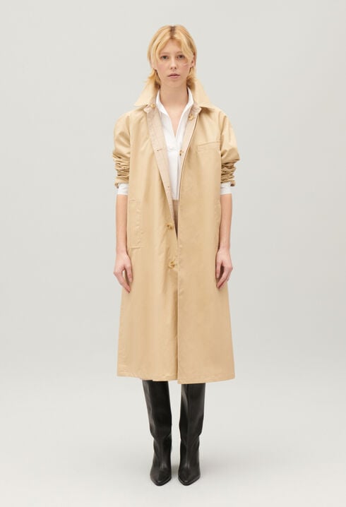 Manteau réversible mi-long beige