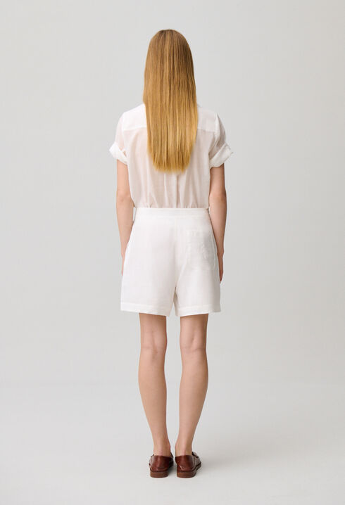 Short brod&eacute; coton ramie