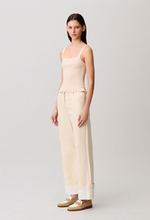 Top fleurs broderies