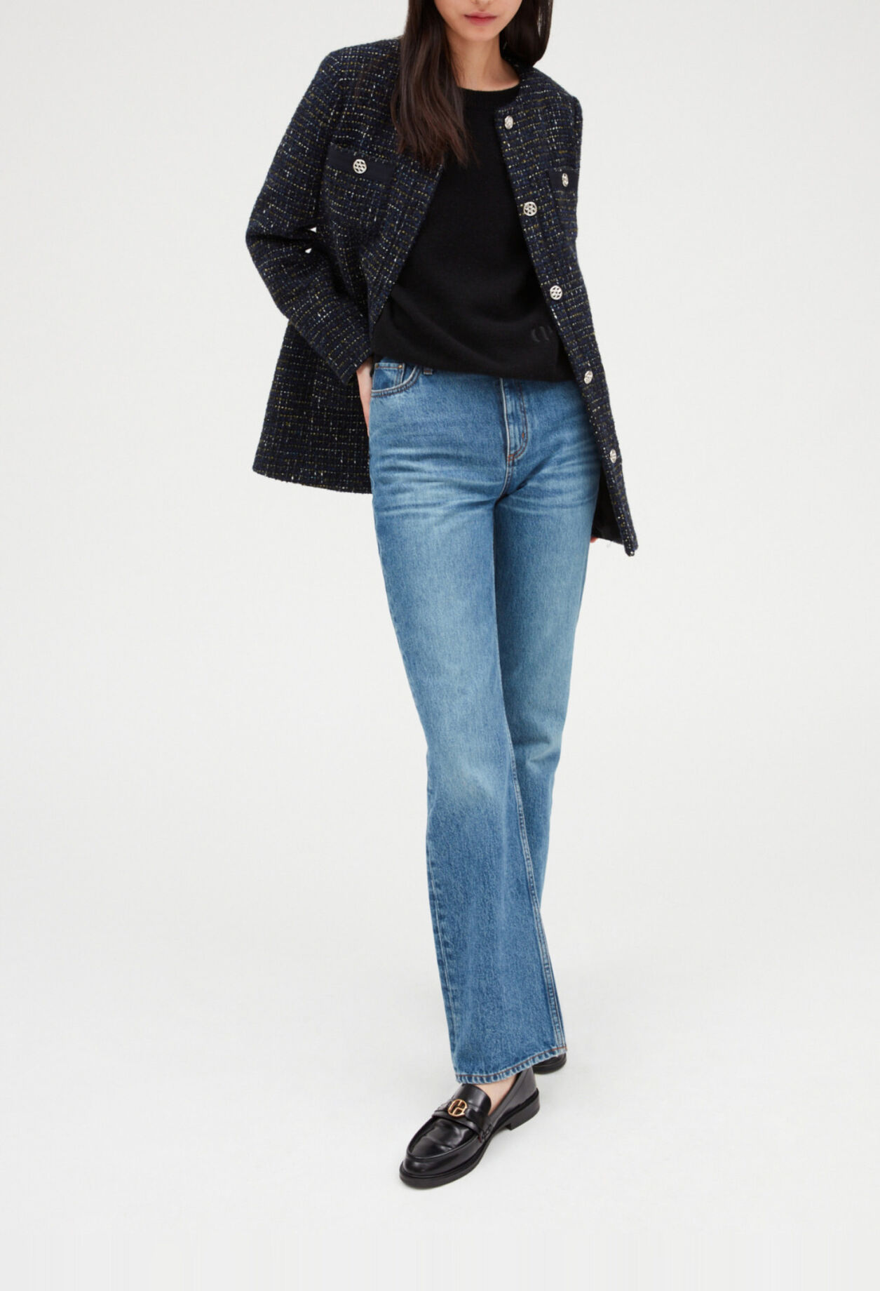 Manteau noir tweed