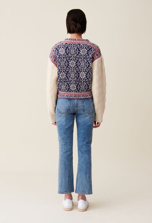 Cardigan laine motif torsadé