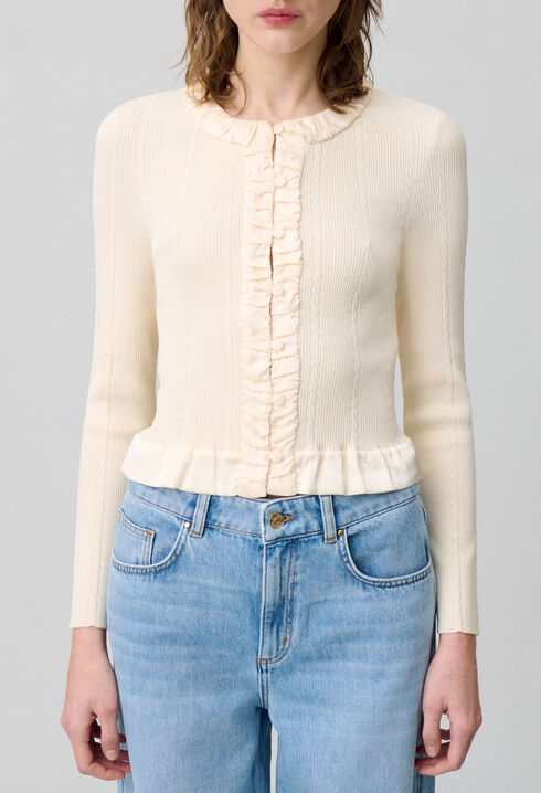 Cardigan maille fine boutonn&eacute;