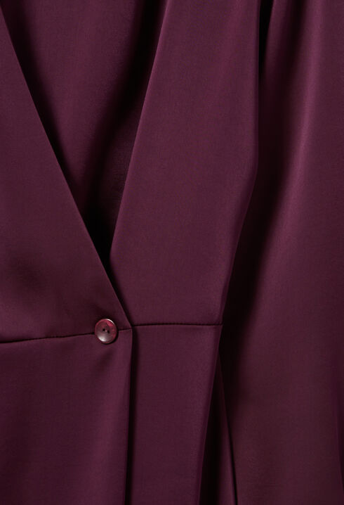 Robe longue fluide crois&eacute;e bordeaux