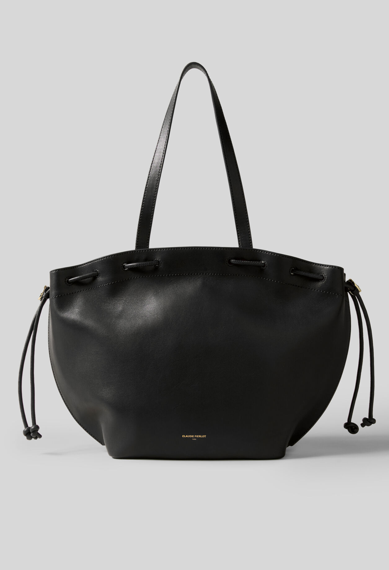 Cabas cuir lisse souple logo dor&eacute;