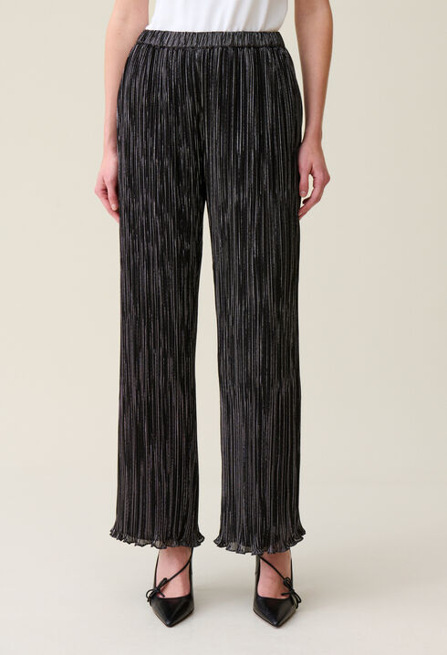 Pantalon fluide plissé argenté