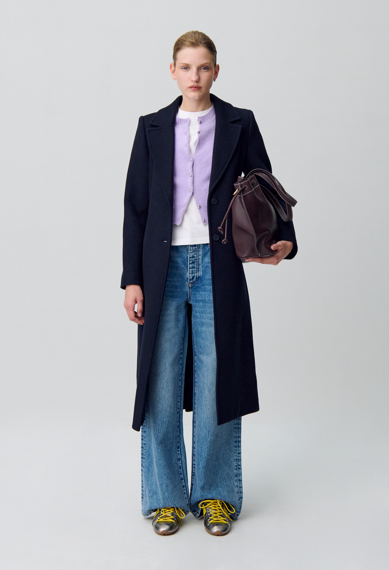 Manteau long croisé laine - Femme - Marine - Taille 36 - Claudie Pierlot