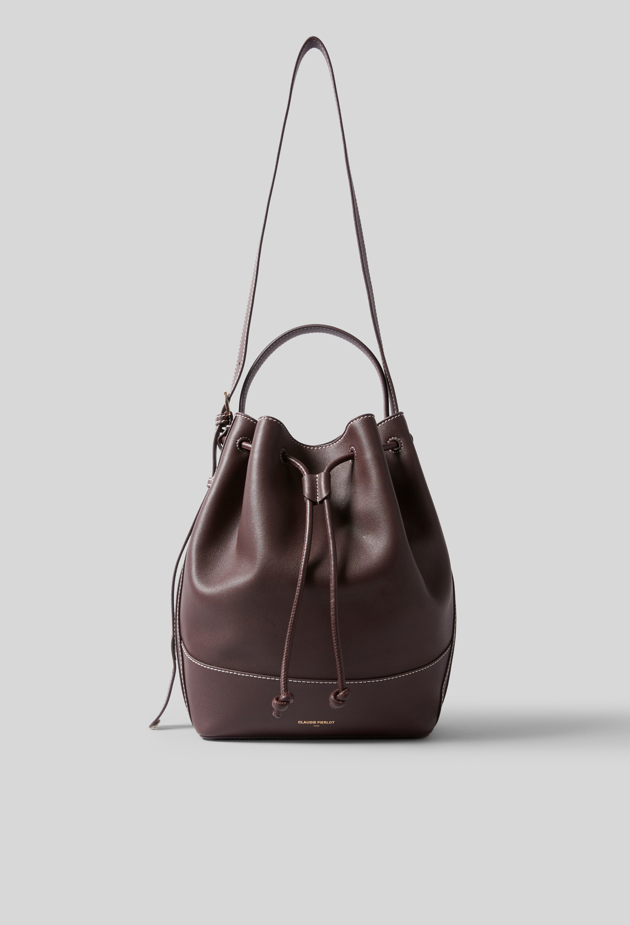 Grand sac bourse cuir - Femme - Lie De Vin - Claudie Pierlot
