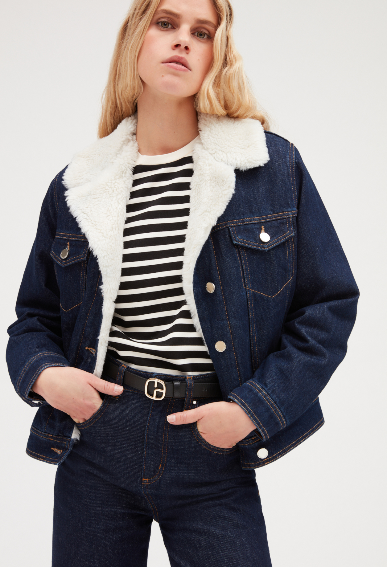 Blouson jean doublé fausse fourrure pour femme Claudie Pierlot