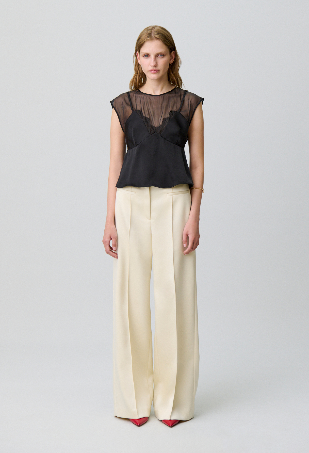 Top fluide détails dentelle - Femme - Noir - Taille 34 - Claudie Pierlot